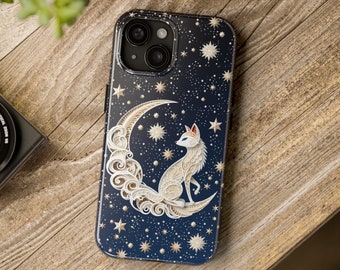 Kitsune Phone Case, Mystical Fox Phone Case at starry sky, iPhone 15 14 13 12 11 8 X Pro Max Plus, iphone case, tough phone case