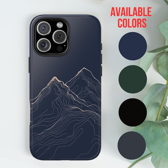 Mountain Line Design Phone Case, Minimalist Phone Case, iPhone 16 15 14 13 Pro Max Plus, Tough Phone Case, Nature Lover Gift, Samsung Case