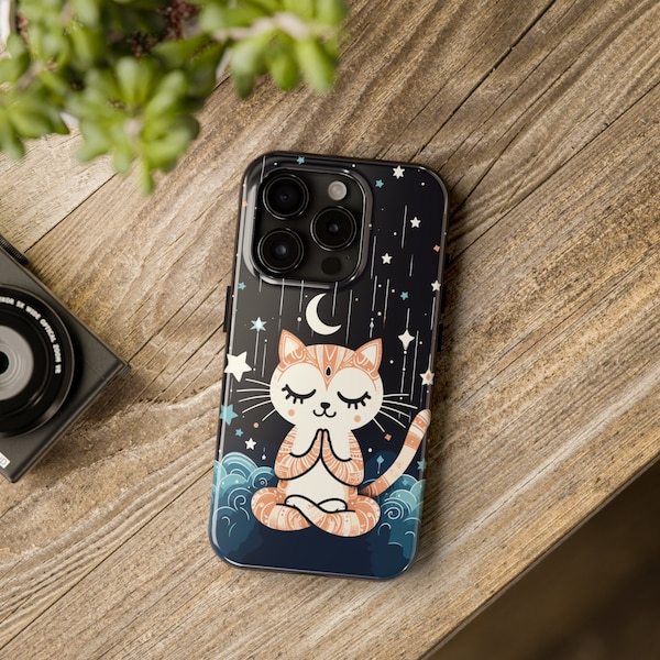 Yoga Cat Phone Case for cat lover, Yoga Phone Case gift for a yogi, iPhone 15 14 13 12 11 8 X Pro Max Plus, iphone case, tough phone case