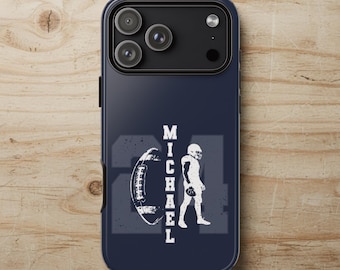 Custom Football Phone Case with Name and Number – Personalized Team Sport Gift, Football Player Case for iPhone & Samsung