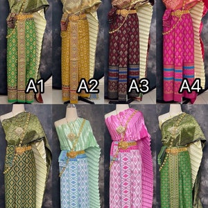 Set of Thai Traditional Vintage Sabai shirt & pants dance dress, Thai wedding