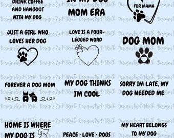 Dog Mom PNG Bundle | Car Decal & Tumbler Designs (Digital Download