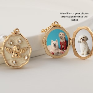 Cadeau médaillon commémoratif, médaillon souvenir avec photos, collier ange en or, cadeau médaillon gravé personnalisé, cadeau fête des mères pour maman, cadeau pour maman