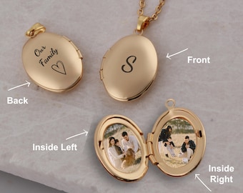Photo Locket Necklace, Engraved Locket with Photo, Locket with Photos, Mothers Day Gift for Mom, Mom Present