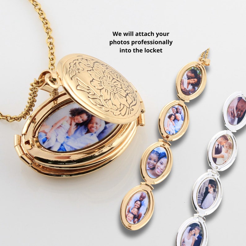Engraved Photo Locket,locket With Photos, Locket Necklace Gift, Custom ...