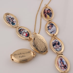 Personalized Photo Necklace Lockets, Photo Personalized Locket, Engraved Photo Locket, Mothers Day Gifts From Kids For Grandma, Mom Gift