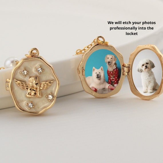 Memorial Locket With Photos,  Loss of Loved Ones Memory Locket,  Custom Engraved Angel Locket Gift,  Memorial Gift for Her, Mom , Pet Loss