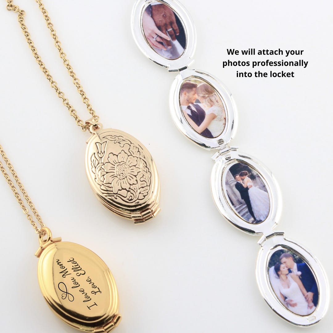 Engraved Photo Locket,locket With Photos, Locket Necklace Gift, Custom ...