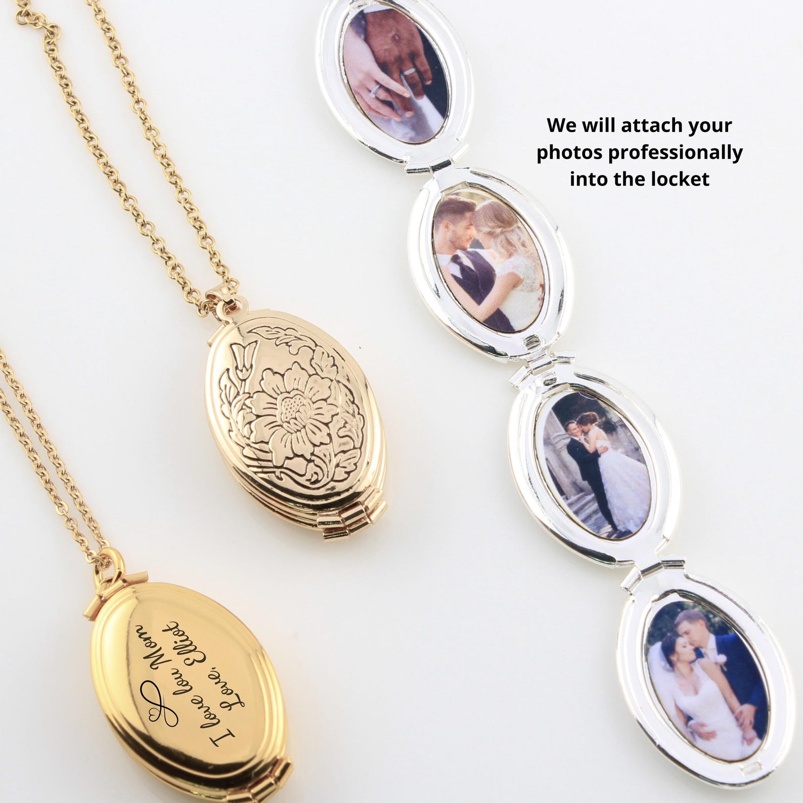 Engraved Photo Locket,locket With Photos, Locket Necklace Gift, Custom ...