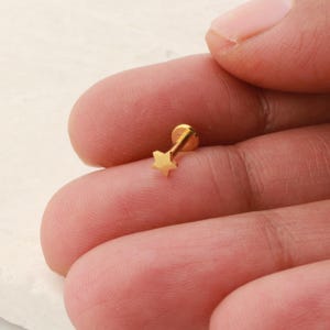 May include: Gold star shaped stud earring for a nose or ear piercing.