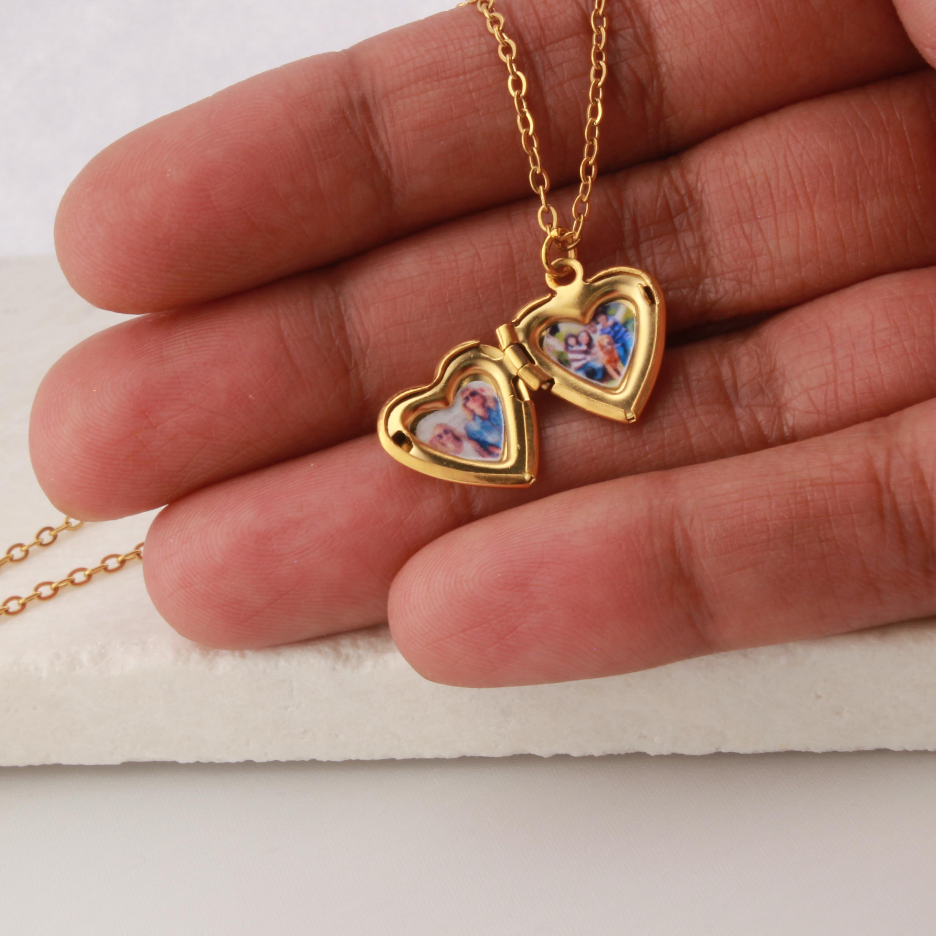 Gold Heart Locket with Photos, Heart Photo Charm, Gold Locket, Silver Locket, Heart Charm with Photos, Mothers Day Gift for Mom