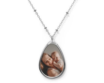 Oval Necklace, Personalized Photo Necklace Picture Pendant, Custom Made Photo, Memorial Gifts, Personal Photo, Photo Picture Inside