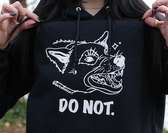 Boundaries Husky Black Hoodie - Whimsygoth Grunge Harajuku Kawaii Street Wear Y2K Graphic Band Tee