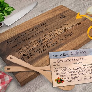 Handwritten Recipe Cutting Board for Mother&#39;s Day, Grandma&#39;s Handwriting, Gift for Mom, Engraved Recipe, Personalized Gift for Christmas