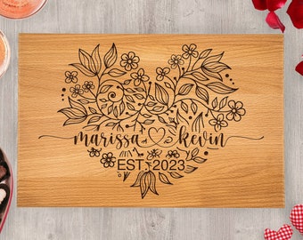 Engraved wood cutting board for wedding, engagement, anniversary gifts , Gift for her for valentines day, gift for wife, girlfriend, love