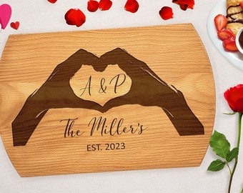 Cutting Board for couples in love for Valentine's day, Personalized, Engraved keepsake for Anniversary or wedding