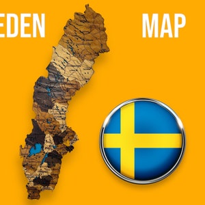 Karte von Schweden, Landkarte aus Holz, 3D Effekt, Lasergeschnitten, Wandkunst, Dekor, Wohnzimmer, Büro, Einrichtung, Wandtafel, Kunst