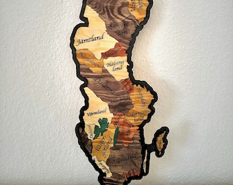 Sweden Map Landskap Puzzle Laser Cutting Engrave, Map Wooden Map, Sverige, Scandinavia Dala Wall Templates DIY Digital Download