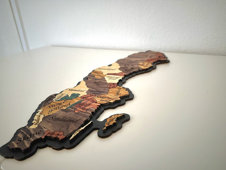 Sweden Map Landskap Puzzle Laser Cutting Engrave, Map Wooden Map, Sverige, Scandinavia Dala Wall Templates DIY Digital Download image 3