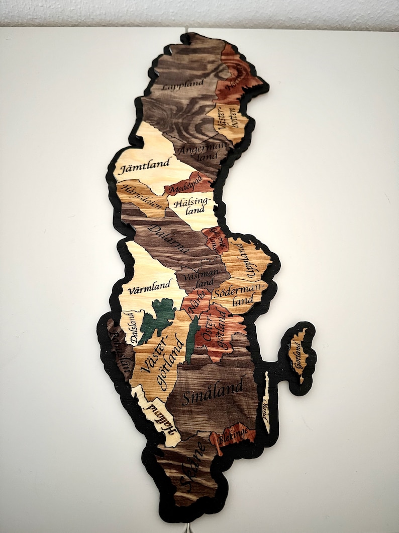 Sweden Map Landskap Puzzle Laser Cutting Engrave, Map Wooden Map, Sverige, Scandinavia Dala Wall Templates DIY Digital Download image 4