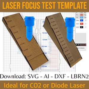 Modelli di rampe di prova per messa a fuoco laser per laser a CO2 e a diodi – File digitali (SVG, AI, DXF, LBRN2)