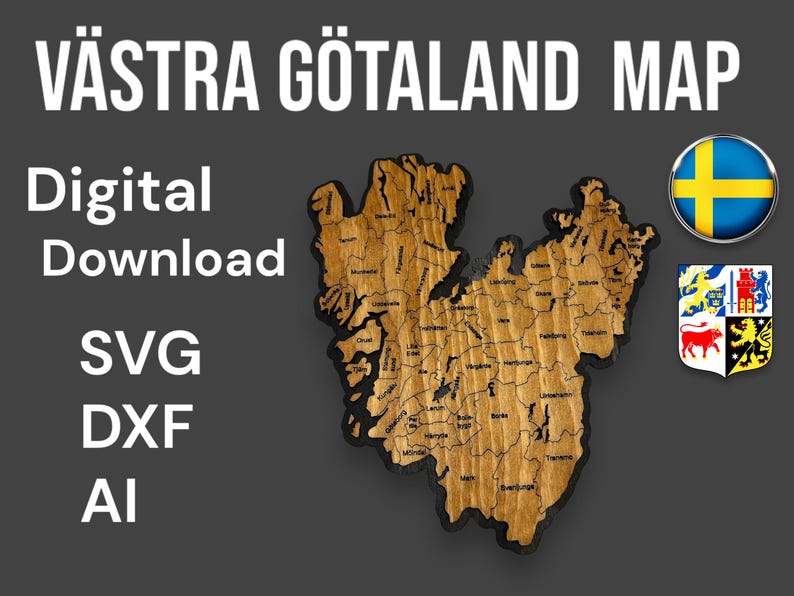 Västra Götaland Map Vector Files (.svg, .dxf, .ai) – Detailed ...