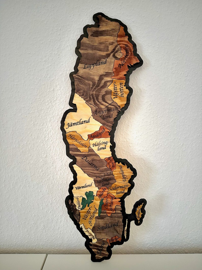 Sweden Map Landskap Puzzle Laser Cutting Engrave, Map Wooden Map, Sverige, Scandinavia Dala Wall Templates DIY Digital Download image 1