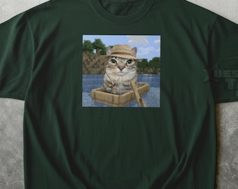 Pixel Cat Fishing Shirt, Retro Gamer Cat Tee, 8 Bit Shirt, Video Game Tee, Comfort Colors, Graphic Tee