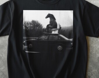 Horse on a Car Halftone Shirt, Retro Western Graphic Tee, Equestrian Shirt, Cowgirl Shirt, Comfort Colors, Country Shirt
