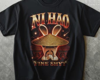 Ni Hao Fine Shyt Bunnies Shirt, Vintage Poster Style Rabbit Tee, Bunny Shirt, Animal Lover Tee, Comfort Colors, Graphic Tee, Bootleg Shirt