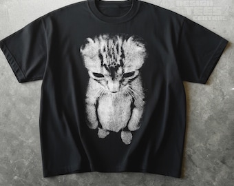 Trauriges Kätzchen Meme stehendes Katzen-T-Shirt