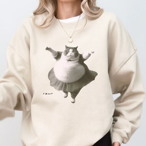 Funny Fat Cat Dancing Unisex Sweatshirt, Cat Lover Gift