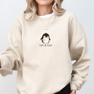 Fight or Flxight, Cute Penguin Sweatshirt, Kawaii Penguin Sweater, Penguin Lovers Gift, Funny Penguin, Antarctica Sweater, Club Penguin