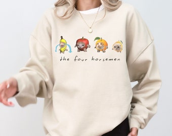 Apple Cat Meme "Four Horsemen" Unisex Sweater: Funny Kitten Graphic