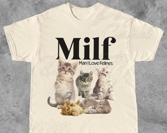 Chemise chats homme, j&#39;aime les félins Cottagecore, chemise pour amoureux des chats, cadeau personne chat, cadeau pour maman, t-shirt maman drôle, chemise chaton drôle MILF