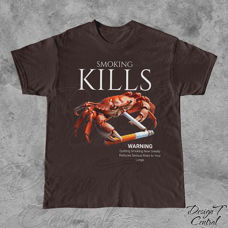 Smoking Kills Smoking Crab Unisex Tee, Unhinged Shirt, Weirdcore Shirt, Oddly Specific Shirt, Shirts That Go Hard, Weird Graphic Tee, Ironic Dark Chocolate