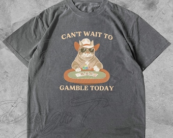 T-shirt Poker Cat : T-shirt de jeu amusant, cadeau quinte flush royale