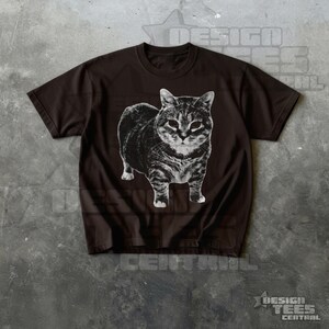 Spinning Cat Meme T-Shirt, OIIAIOIIIAI UIIAI Silly Cat Shirt, TikTok Brainrot Tee Dark Chocolate