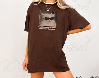 Chemise chat Hoy Triste - Chemise Latina, Chemise espagnole drôle, Chemise Gato, Chemise mexicaine, Chemise Kitty Cat, Chemise humour Latina Gen Z, Meme Gato
