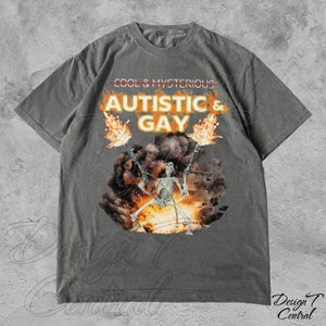 Autistic and Gay Skeleton Explosion T-Shirt Pepper
