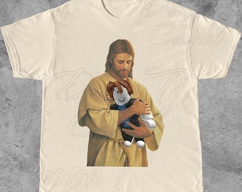 T-shirt « Jésus tenant un gamer » | T-shirt mème bizarre et déjanté