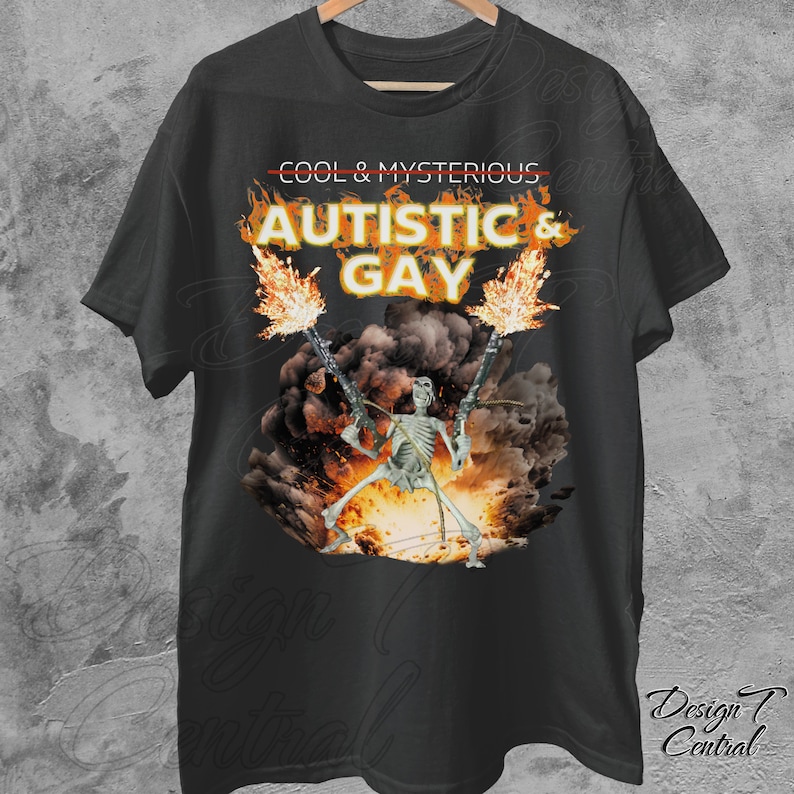 Autistic and Gay Skeleton Explosion T-Shirt image 5