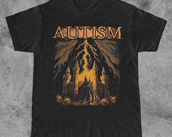 Autism Wizard Gothic Castle T-Shirt: Vintage Fantasy Graphic