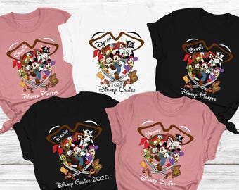 カスタムディズニーパイレーツクルーズシャツ、ミッキーと仲間たちのファミリーTシャツ