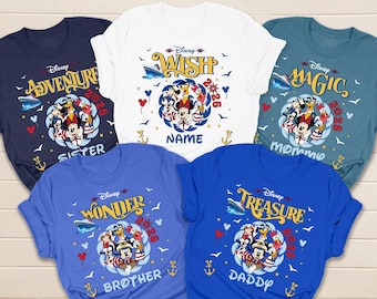 Camiseta Disney World Cruise Squad 2026; Camisetas combinando para a família, Camiseta da Tripulação do Cruzeiro do Mickey, Camisetas para grupos de desejos da Disney