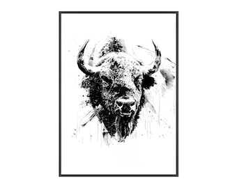 Buffalo Print Bison Wall Art Impressões ocidentais Boho Bison Wall Art American Bison Print Modern Farmhouse Decor Apartment Gift Bison Yellowstone