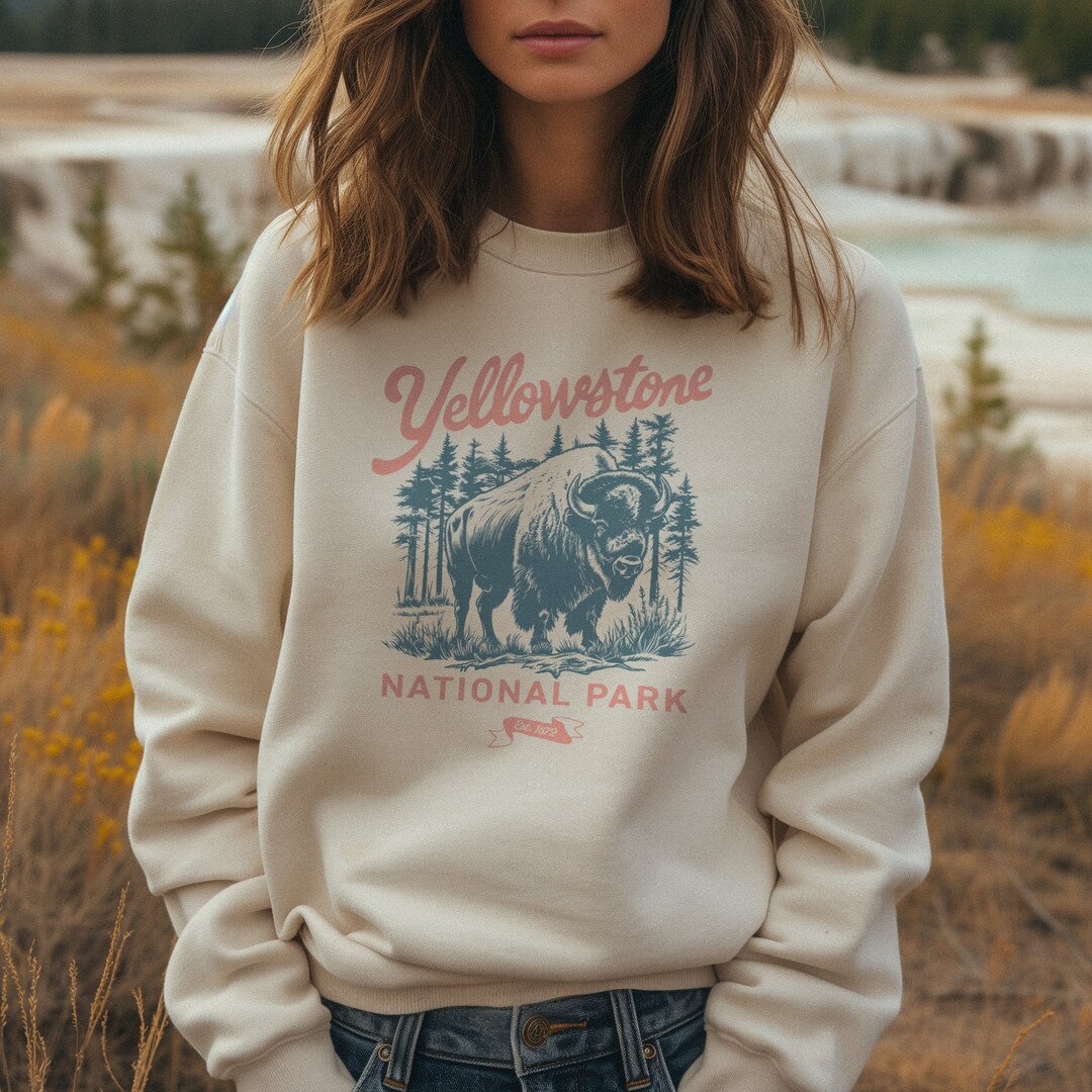 Sweat-shirt parc national de Yellowstone, pull à col rond unisexe