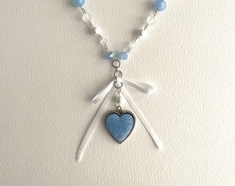 Coquette Blue Bow Necklace