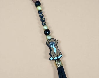 Boxer Dog Keyring | Beaded Name Bag Charm