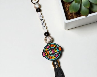 In my Divorced Era Keyring | Beaded Name Bag Charm